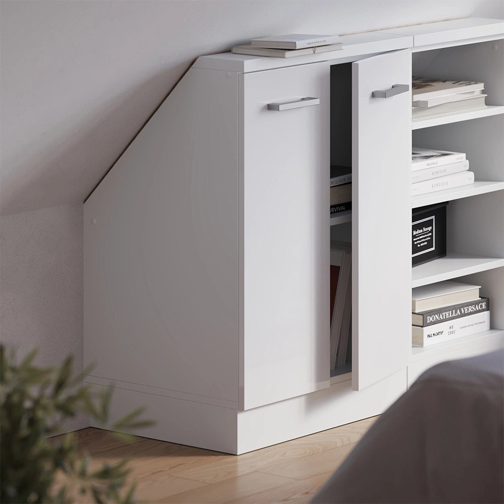 Mobile sottotetto Rion Bianco lucido/Bianco con 2 porte Vicco