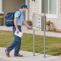 Cassetta postale condominiale autoportante 4 posti, acciaio inox, 1 modulo, 556 x 270 x 1500 mm