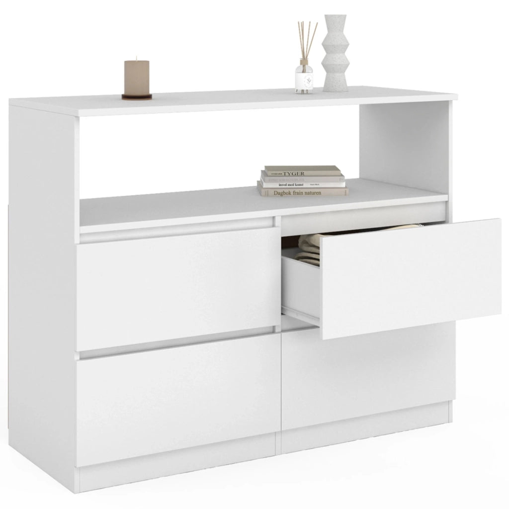 IDMarket - TOMI XX cm Arcón de 4 cajones con nicho blanco