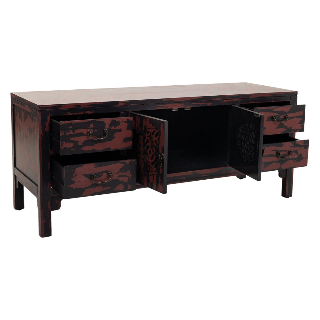 Mobile base in legno rosso 120x40x50h