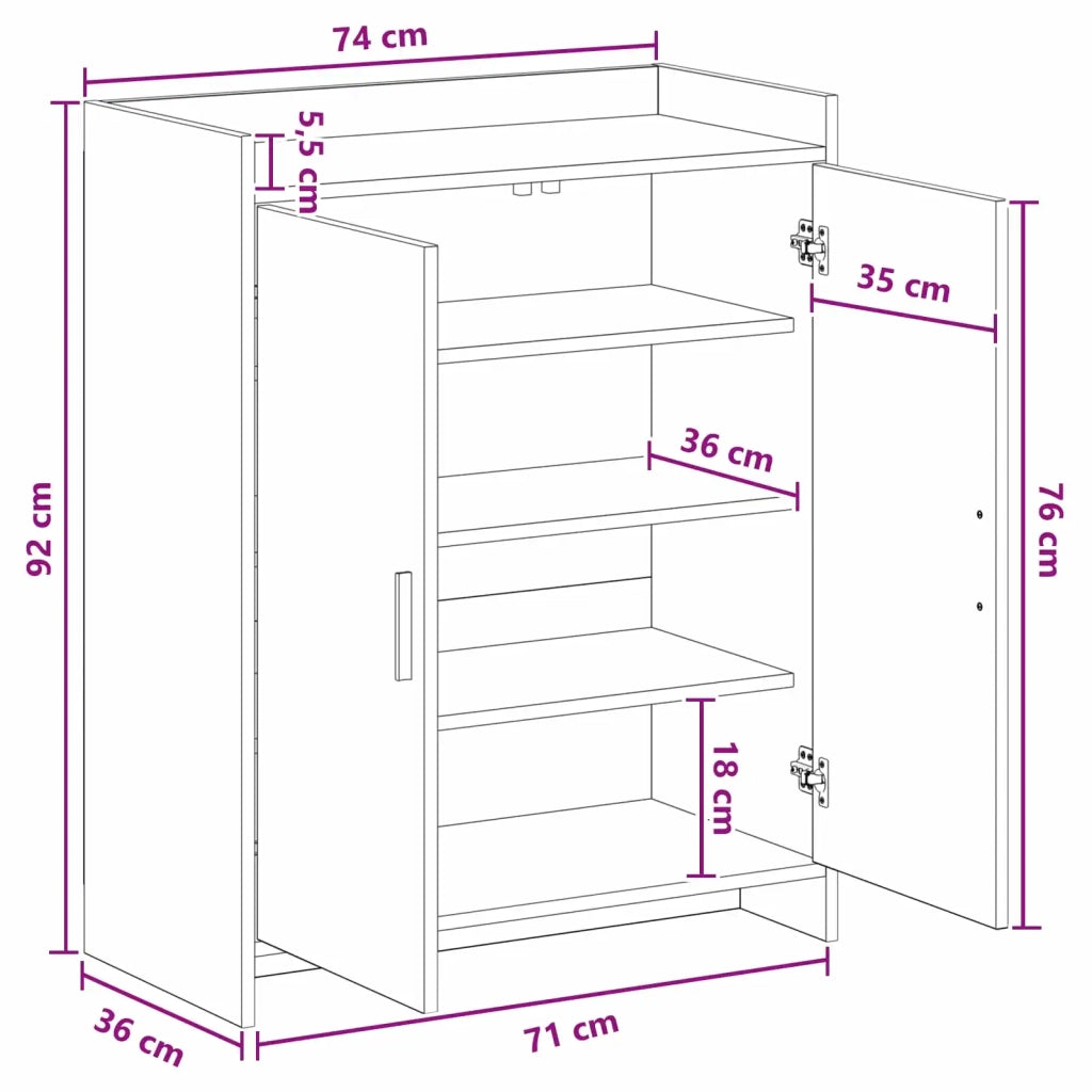 Mobile per scarpe con porta Rovere Sonoma 73,5 x 36 x 92 cm 8011309