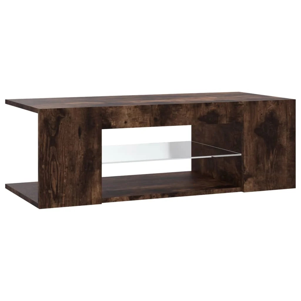 Mobile TV multimediale scaffale TV credenza mobile TV per sala da pranzo soggiorno camera da letto con luci a LED rovere affumicato 90 x 39 x 30 cm marrone 02_0026751