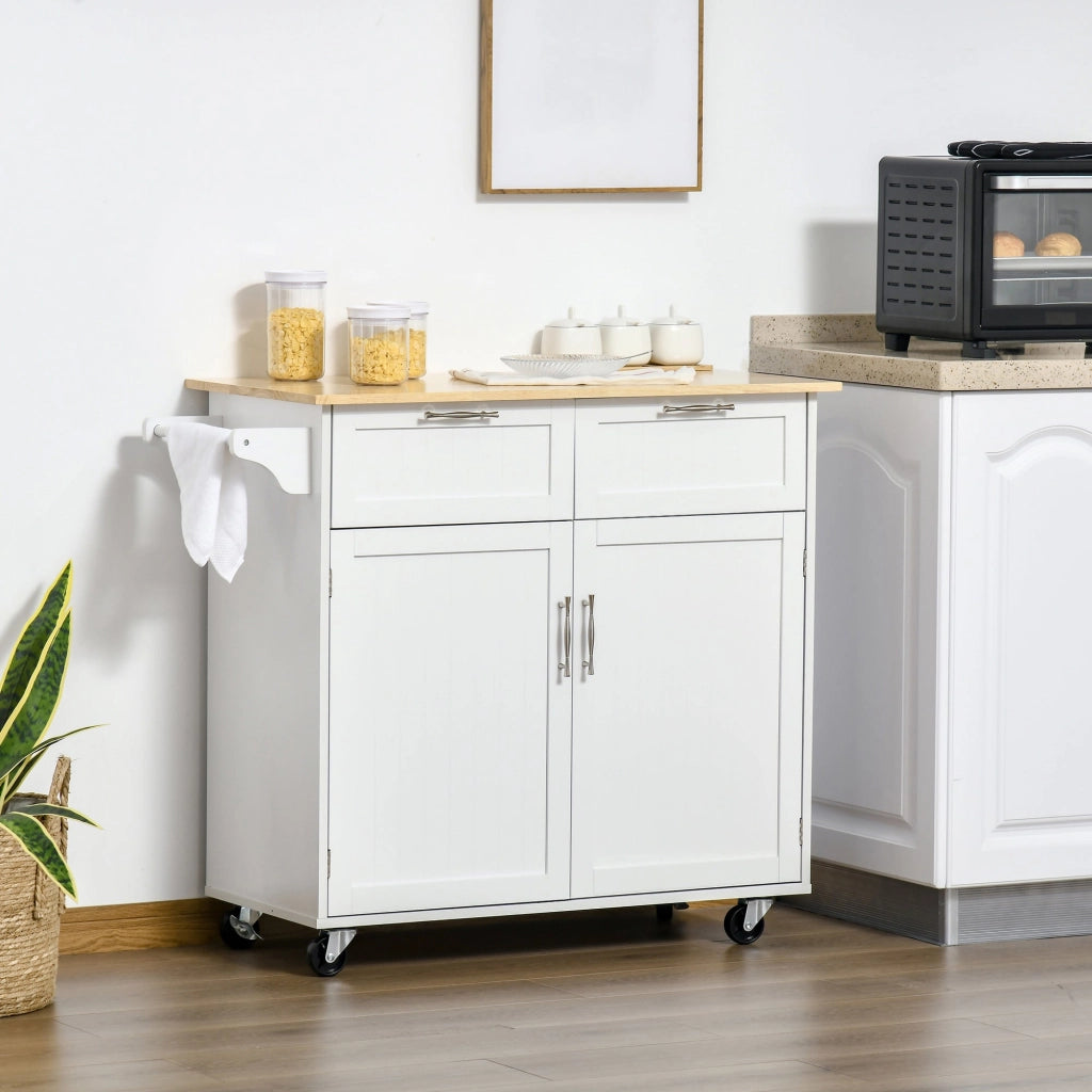 Carrello da Cucina 104x46x91 cm in Legno Bianco