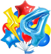 Decorazione di compleanno per bambini 4 anni - Ballo per il quarto compleanno - Palloni in alluminio - Inflabili - Riciclabili - Decorazione di festa