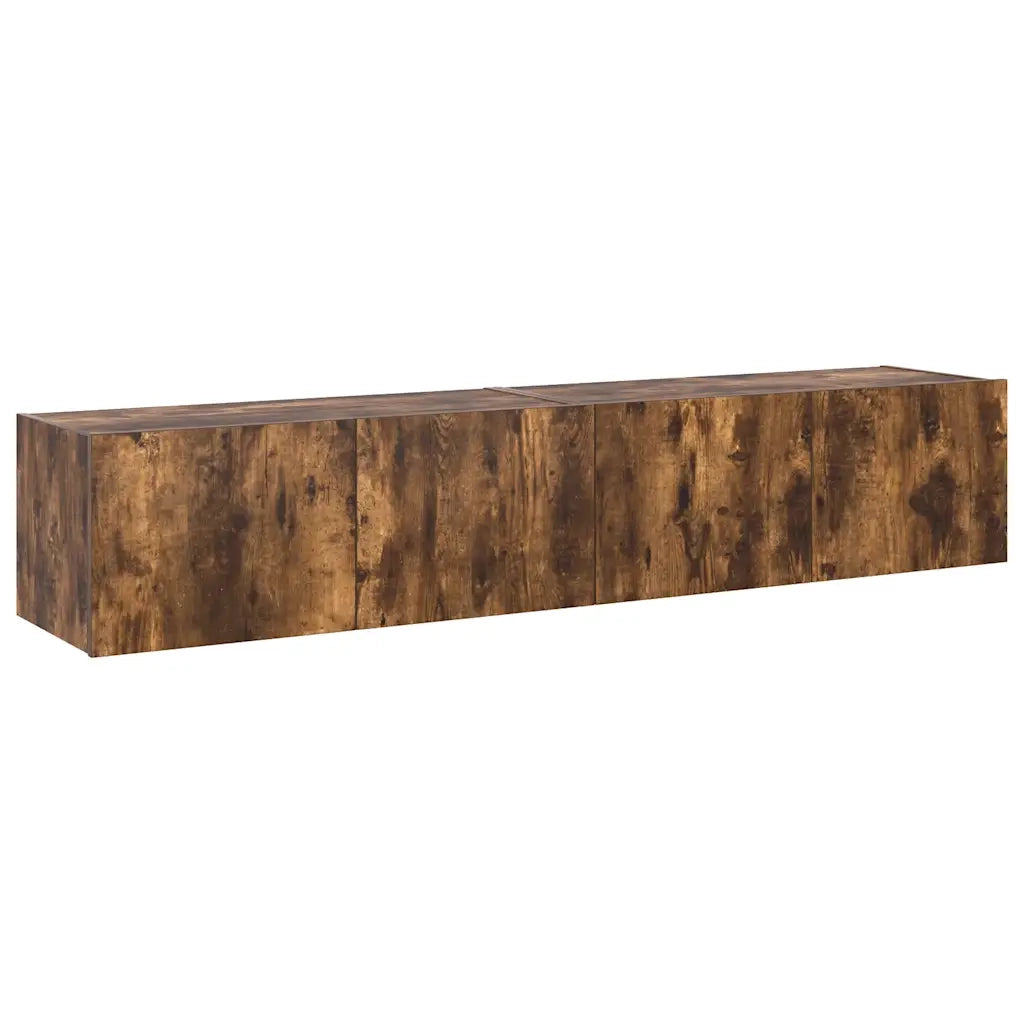 Mobili TV a Parete con Luci LED 2pz Rovere Fumo 80x35x31 cm 837290