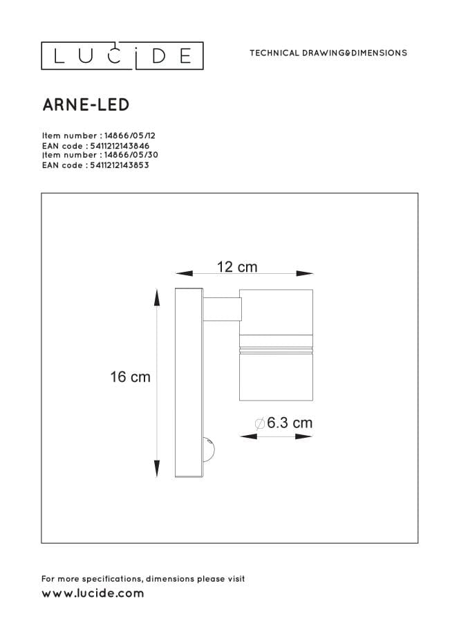 Applique esterna Lucide Arne-LED GU10 5W 2700K sensori