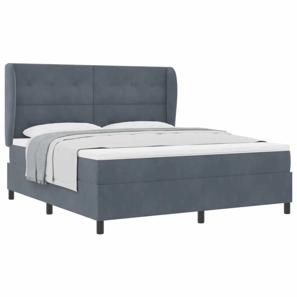 Letto a molle con materasso Grigio scuro 200 x 180 cm Velluto 3340941