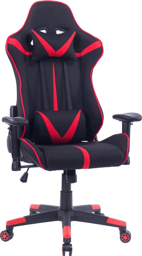 Sedile Ergonomico per Ufficio - Sedile per Gioco - Adatto a Bambini e Adulti - Materiale: Tela - Colore: Nero/Rosso - 64 x 54 x 127-135 cm