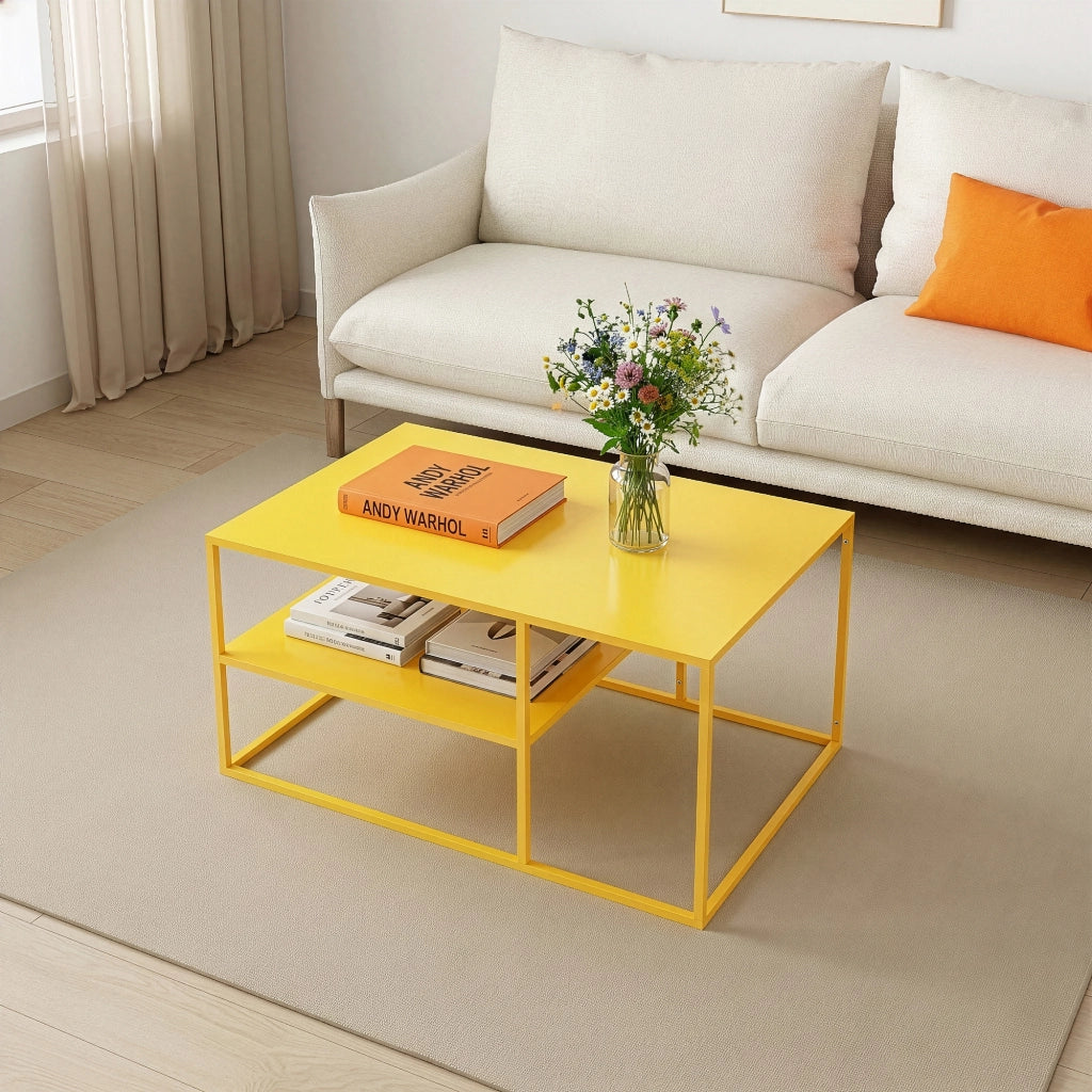Tavolino da Salotto 'Solund' Metallo - Giallo [en.casa]