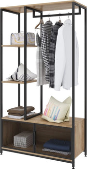 Cassettone in Legno Aperto - Cappesto, Cassetto, Appoggio Abiti - Per Salotto, Camera da Letto & Corridoio - 90x40x167 cm - Legno Chiara
