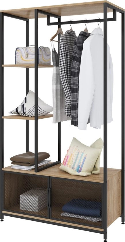 Cassettone in Legno Aperto - Cappesto, Cassetto, Appoggio Abiti - Per Salotto, Camera da Letto & Corridoio - 90x40x167 cm - Legno Chiara