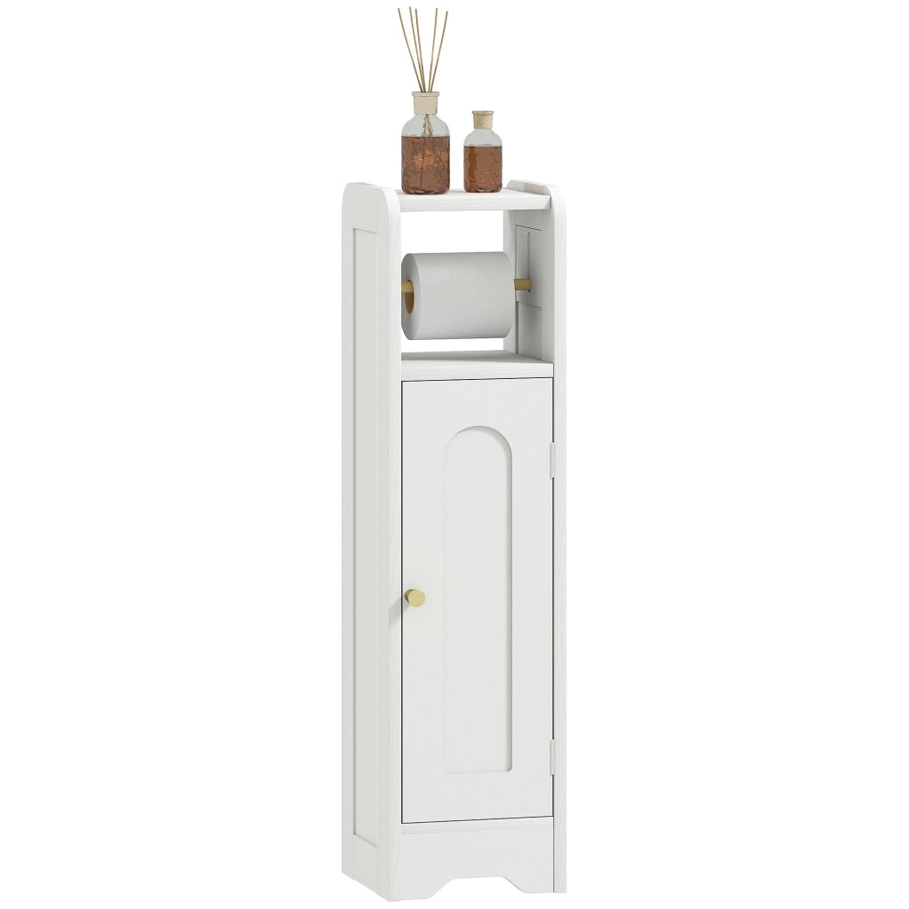 Mobile Bagno Stretto ¨C zephmum ¨C 21x20x79 cm Bianco con Ripiano Aggiustabile e Portarotoli