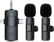 Microfono a Radio per iPhone Android Camera 2.4GHz Plug Play Mini Clip-on - Registrazione Video per Vlogging YouTube Podcast Intervista - Set da 2