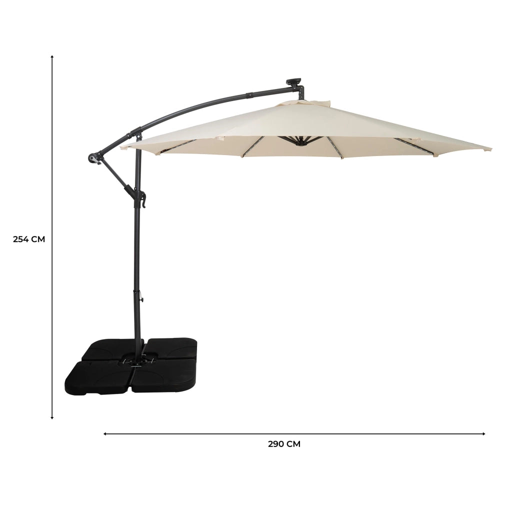 Ombrellone LED Decentrato 3m Cream Banana con Base Quadrata