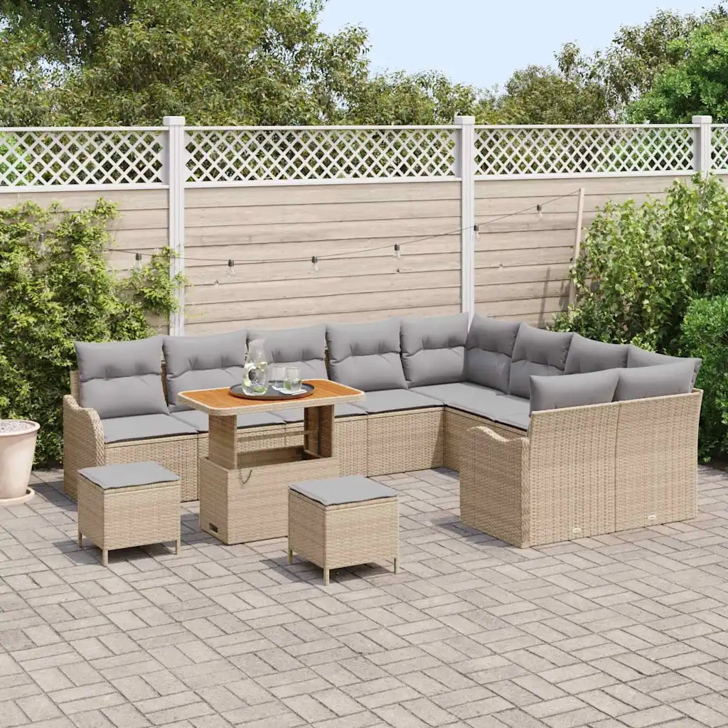 Set Divano da Giardino con cuscino 12 pcs Beige e Grigio Chiaro