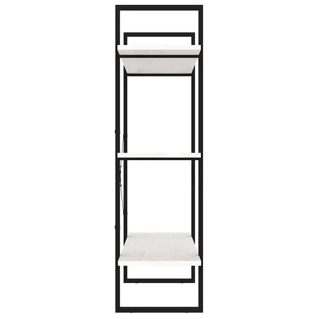 Libreria a 3 Ripiani Bianca 100x30x105 cm in Massello di Pino cod mxl 17339
