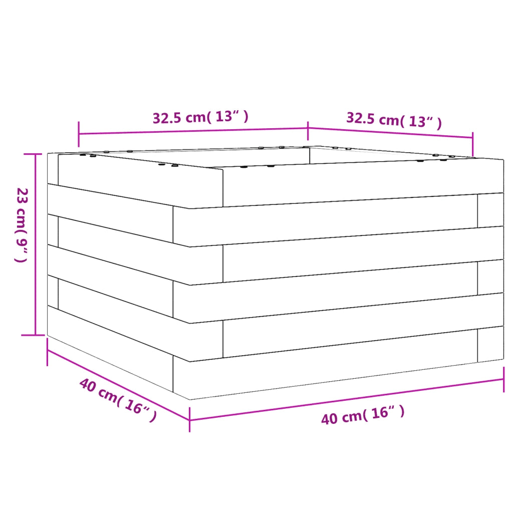 Fioriera | Cassetta per fiori | Vaso da Giardino 40x40x23 cm in Legno Massello di Pino
