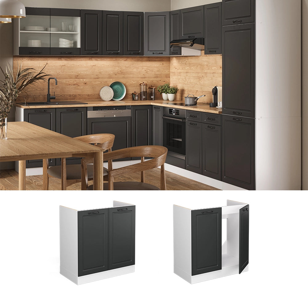Vicco Mobile lavello cucina Antracite casa di campagna 80 cm , PL Marmo