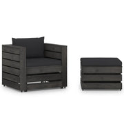 Set Divani da Giardino con Cuscini 2 pz Legno Impregnato Grigio cod mxl 42755