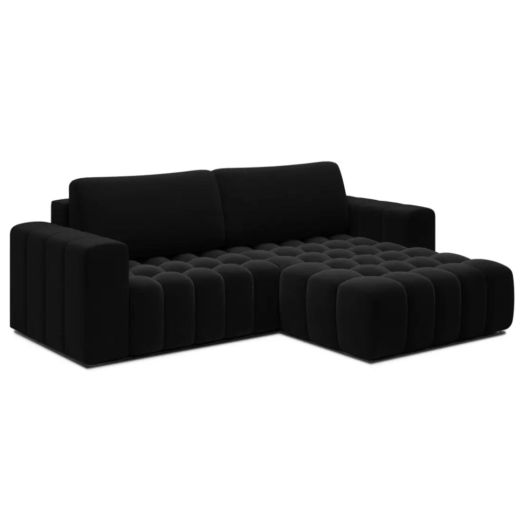 Divano angolare trasformabile DORY nero 250 cm con vano contenitore angolo destro