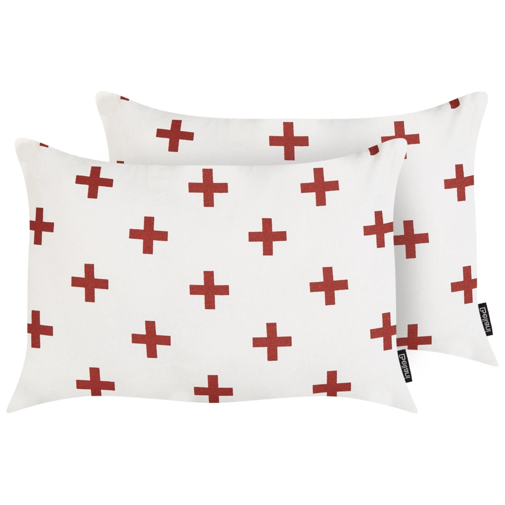 Set di 2 cuscini decorativi in cotone bianco 35 x 50 cm stile moderno soggiorno