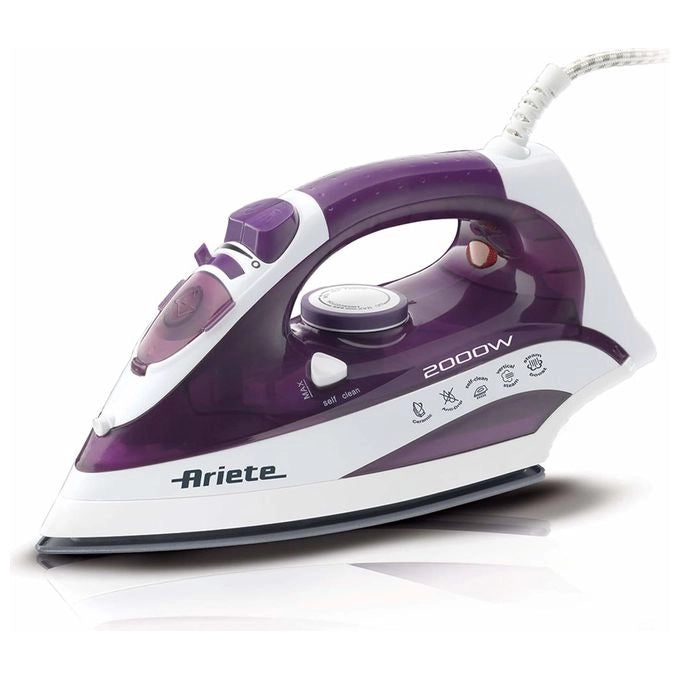Ariete 6235 Ferro da Stiro a Vapore Piastra Ceramica 2000W Serbatoio 300ml Vapore Verticale Auto-pulizia colore Bianco Viola