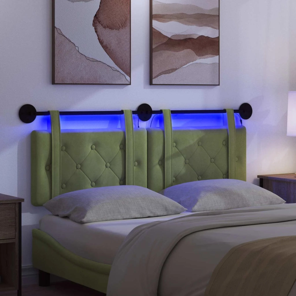 Testiera sospesa Con luce LED Verde chiaro Velluto 3424167