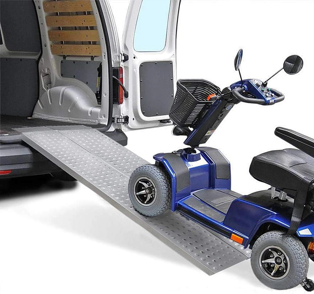 2 rampe di carico per auto, portata: 400 kg, in acciaio zincato, per moto, ATV, rimorchi, auto, argento, 160 cm