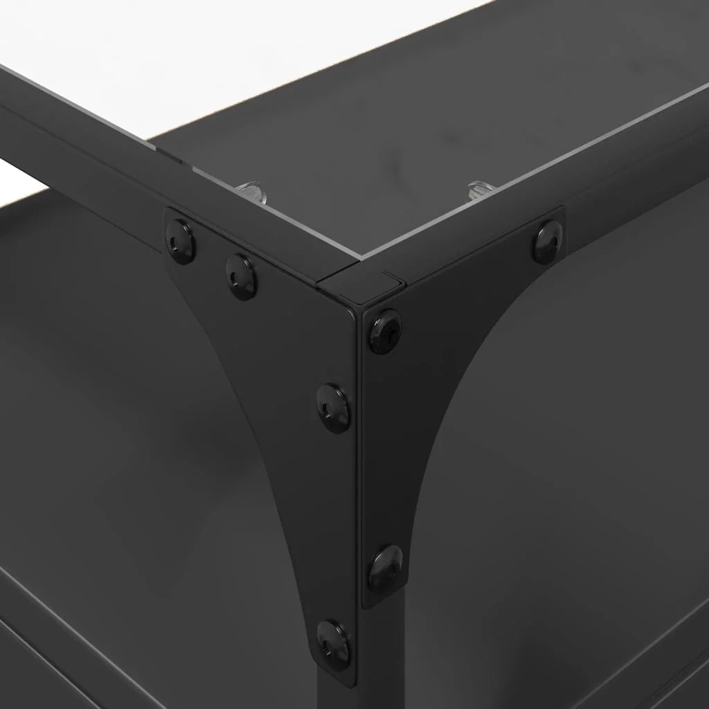 Mobile TV multimediale scaffale TV credenza mobile TV sala da pranzo soggiorno camera da letto con piano in vetro 60 x 35 x 51 cm legno ingegnerizzato nero 02_0027612