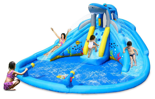 Castello Giostra Gonfiabile Acquatico Shark Splash Center con Pompa Happy Hop