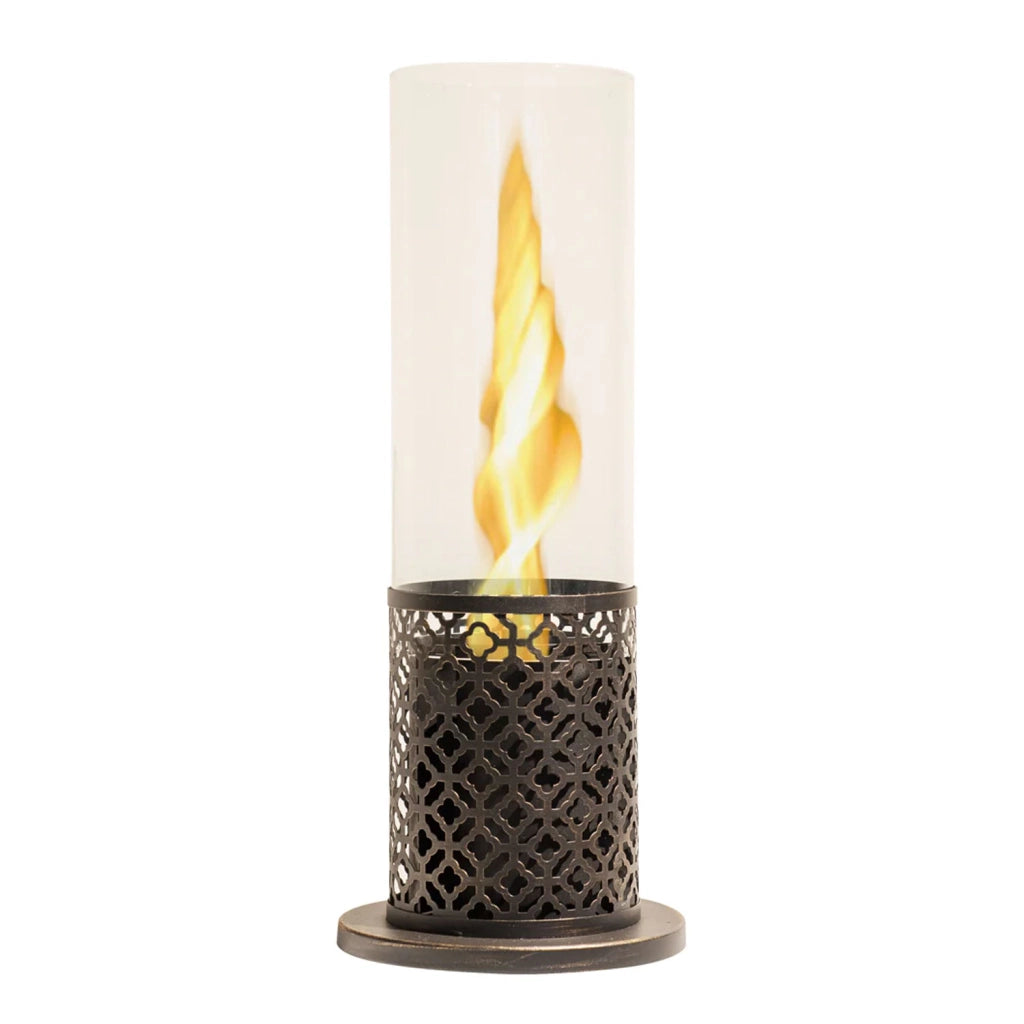 Tolosa - Camino a bioetanolo da tavolo per interni ed esterni ø20 x H49,5 cm, colore nero oro