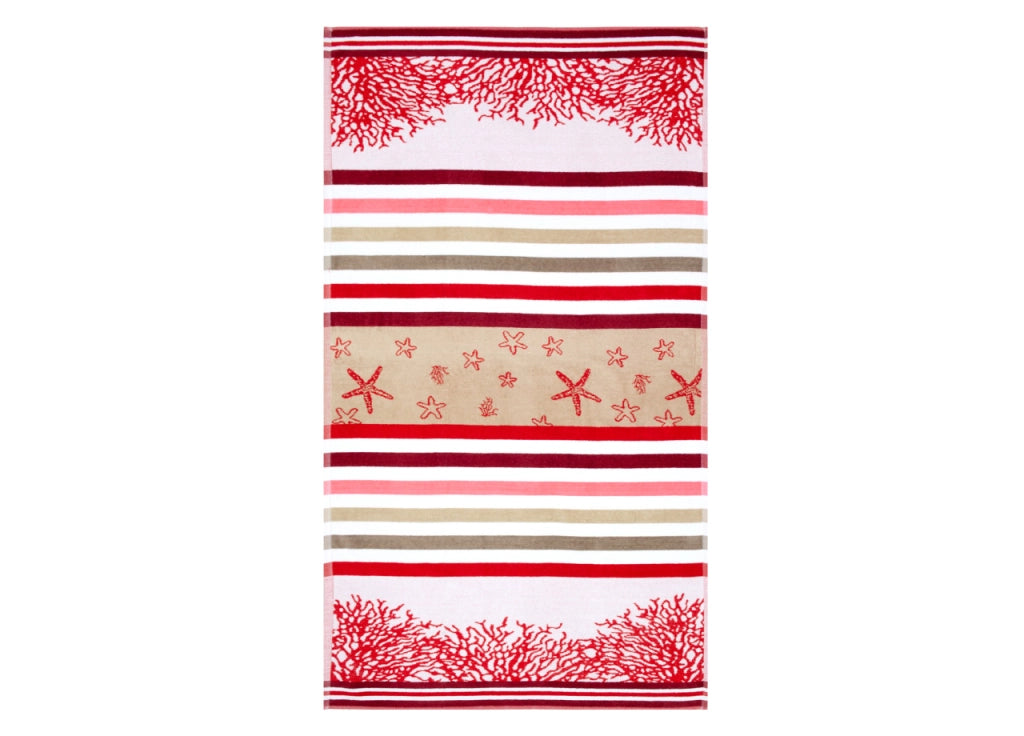 Telo Mare Jacquard Spugna Asciugamano Spiaggia Disegno Queensland - Telo Mare - Rosso