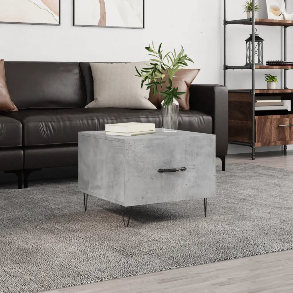 Tavolino Salotto-Tavolino da soggiorno-Tavolo Grigio Cemento 50x50x40 cm Legno Multistrato 657028