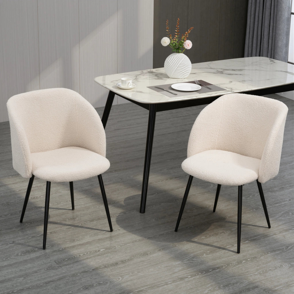 Sedia da pranzo con schienale in tessuto ¨C Zephmum ¨C Beige e Nero 55x62x80 cm