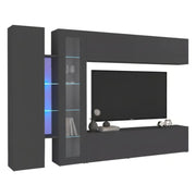 Parete attrezzata Annie, Set salotto porta TV a 4 ante, Mobile soggiorno multiuso, 100% Made in Italy, cm 280x30x180, Antracite