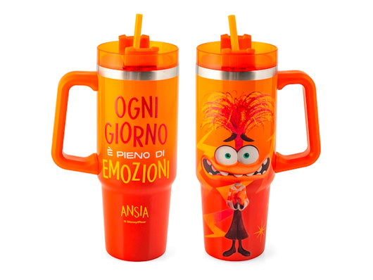 Mug termico in acciaio inox 18/10 con cannuccia inside out ansia lt 0,9