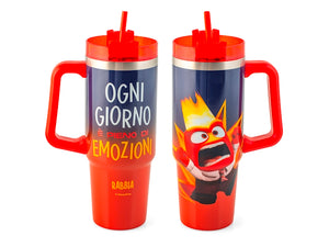 Mug termico in acciaio inox 18/10 con cannuccia inside out rabbia lt 0,9