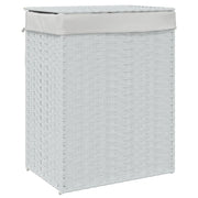 Cesto Portabiancheria Coperchio Bianco 46x33x60 cm Polyrattan CFW8762169