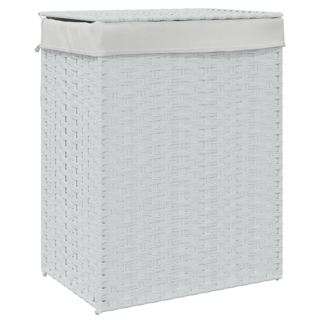 Cesto Portabiancheria Coperchio Bianco 46x33x60 cm Polyrattan CFW8762169