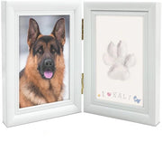 Fotoframe con Afdruk di Piede Grande per Cane o Gatto - Kit di Terra Molle e Fotoframe in Legno Bianco