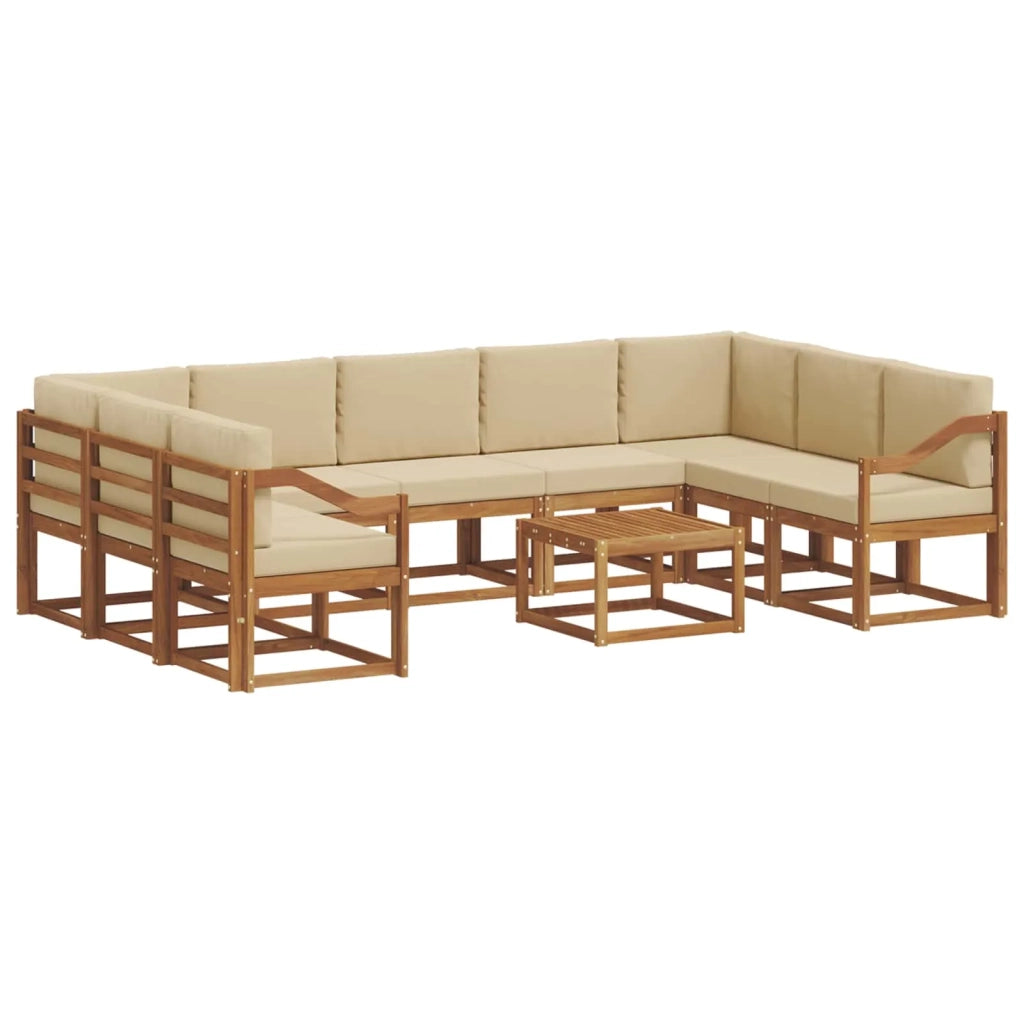 Set di divani da esterno con cuscino 10 pcs Naturale e Beige