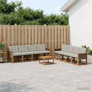 Set di divani da esterno 9 pz Naturale e Grigio Chiaro 3381851