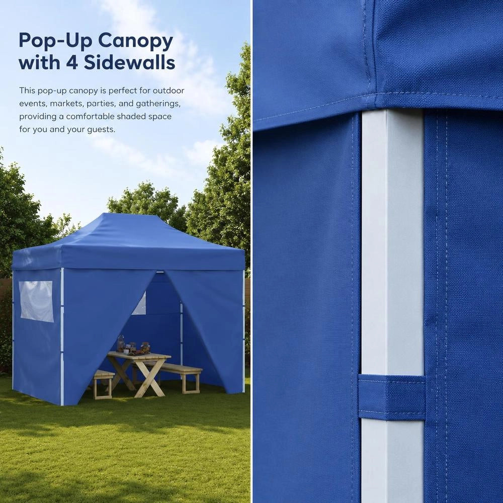 Pop-up Folding Tent With 4 Side Panels, 3x4.5 M, Blue