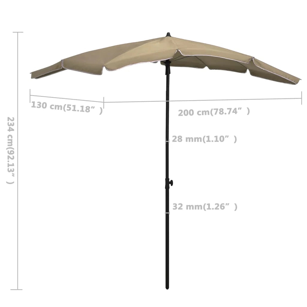 Ombrellone da giardino con palo 200 x 130 cm tortora 02_0008321