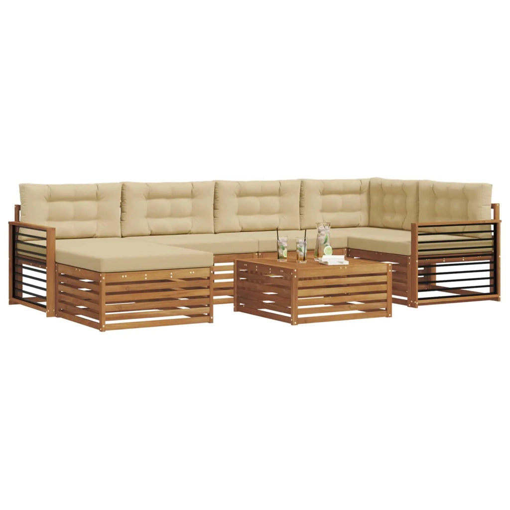 Set di divani da esterno con cuscino 7 pcs Naturale e Beige