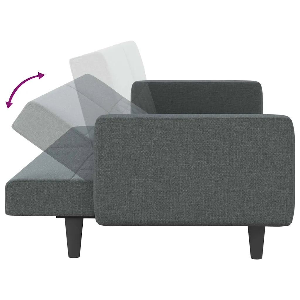 Divano Letto con Cuscini Grigio Scuro in Tessuto