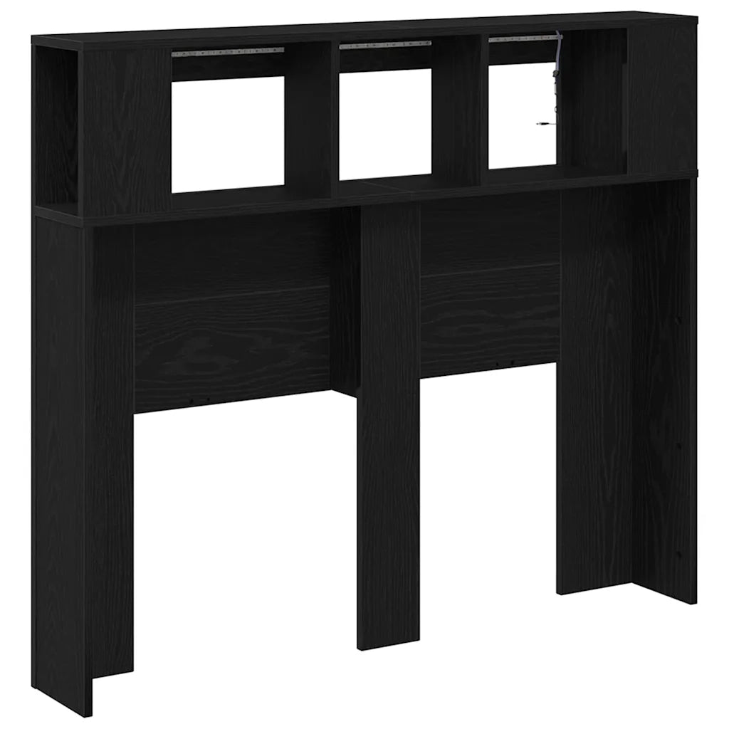 Testiera LED con lo scaffale Rovere Nero 120 x 18,5 x 103,5 cm 863114