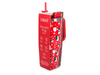 Mug termica con cannuccia natale rossa  lt 0,9 .