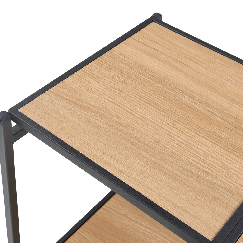 Scaffale dal design senza tempo per soggiorno/camera da letto mobile contenitore pieghevole indipendente con 3 ripiani metallo 81 x 68 x 38 cm MDF nero 03_0011144