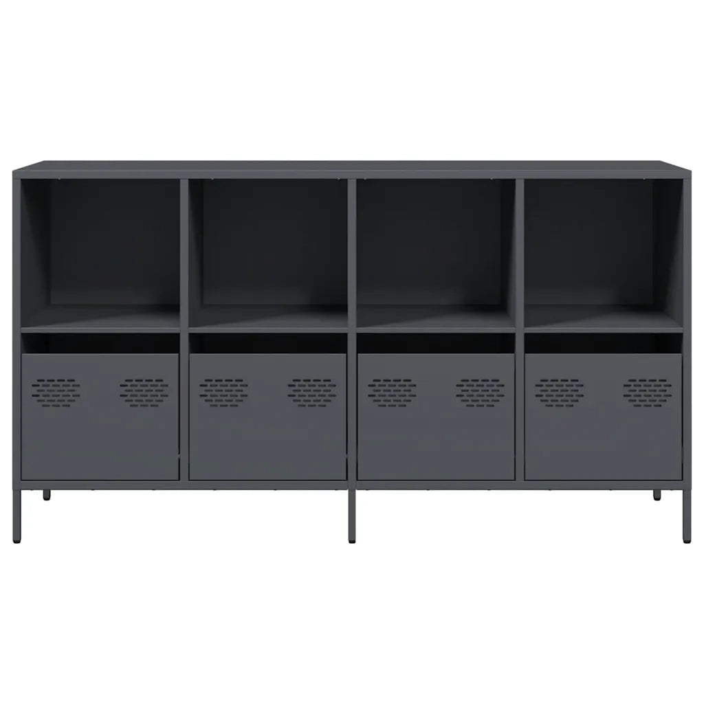 Credenza Antracite 135x39x73,5 cm in Acciaio Laminato a Freddo